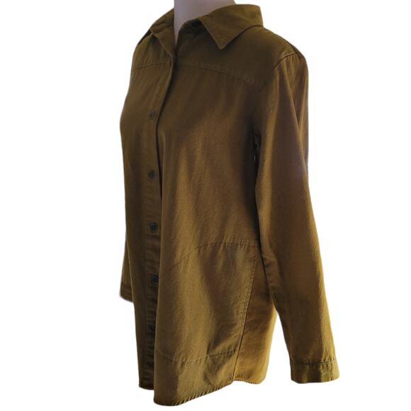 Joan Rivers Shimmer Cotton Button Blouse Quiet Luxury Oversized XXS Elevated - Picture 6 of 7